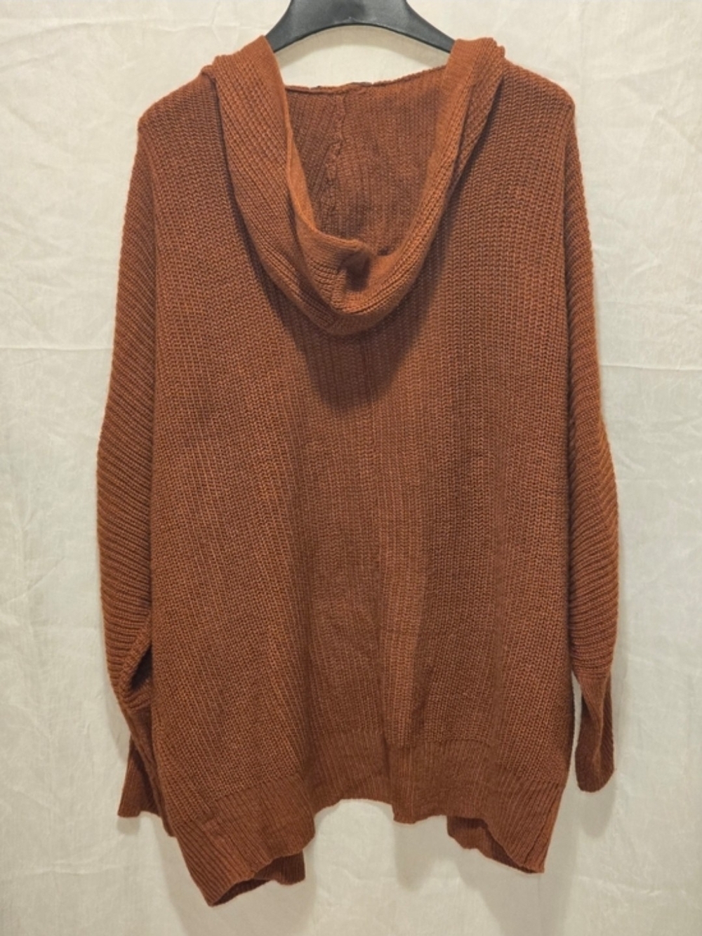(2 For $30) Cozy Hooded Open-Front Cardigan in Rust